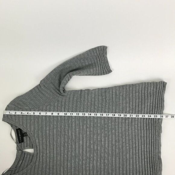 Lane Bryant Ribbed Knit Keyhole Sweater Women's Plus Size 14/16 Gray 3/4-Sleeve - Picture 8 of 11